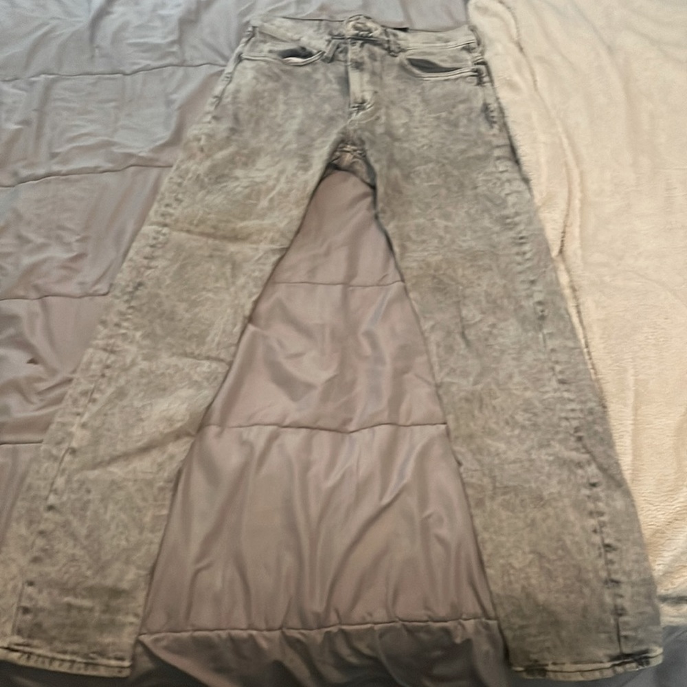 Gray and White Jean Pants